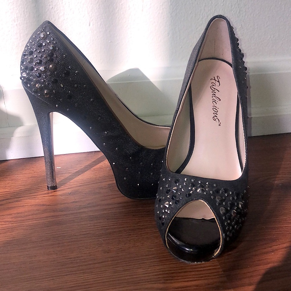 Bedazzled Black Glitter Heels 🖤✨SOLD ELSEWHERE